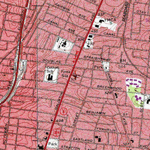 Topographic Map of Eastland Baptist Church, TN