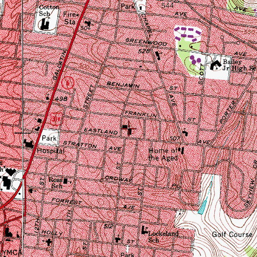 Topographic Map of Eastwood Christian Church, TN