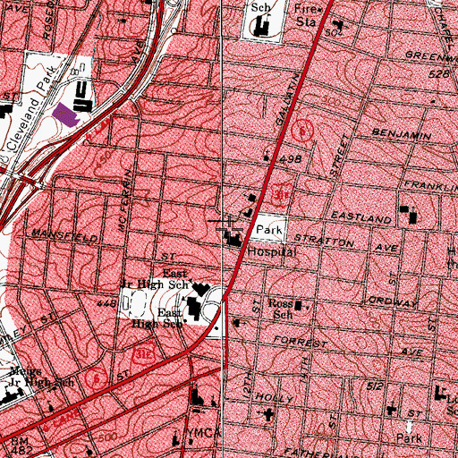 Topographic Map of Nashville Rehabilitation Hospital, TN
