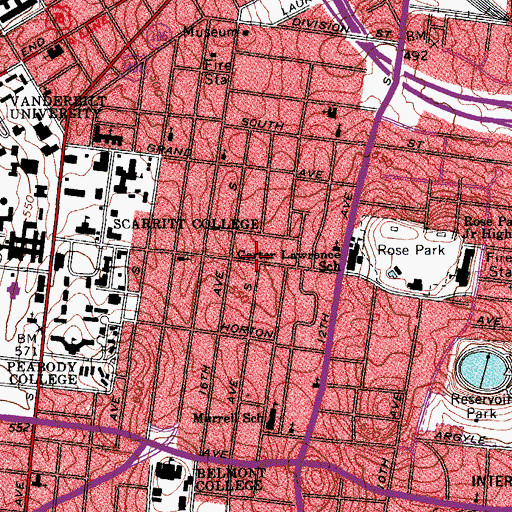 Topographic Map of Edgefield United Methodist Church, TN