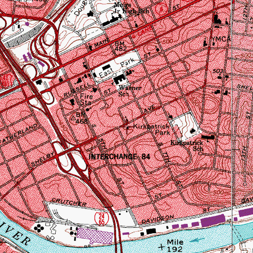Topographic Map of Eastview Church of Christ, TN