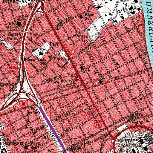 Topographic Map of Eighth Avenue Church of Christ, TN