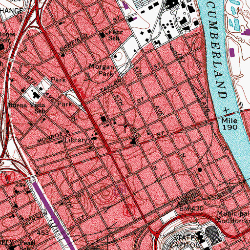 Topographic Map of Eighth Street Baptist Church, TN