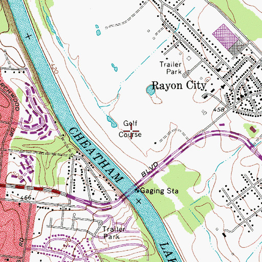 Topographic Map of Ellers Golf Course, TN