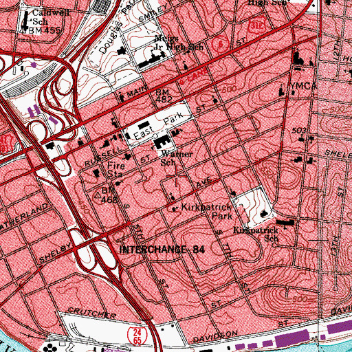 Topographic Map of Emmanuel Bible College, TN