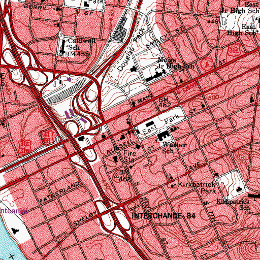 Topographic Map of Emmanuel Church of Christ, TN