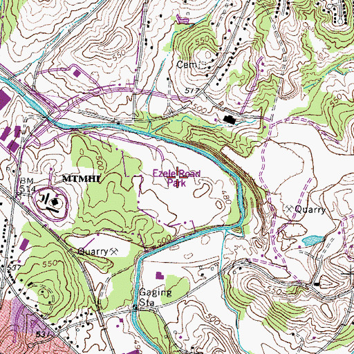 Topographic Map of Ezele Road Park, TN