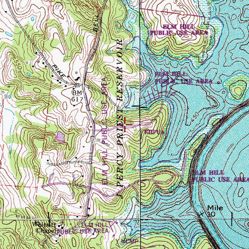 Topographic Map of Nashville Shores Recreation Area, TN