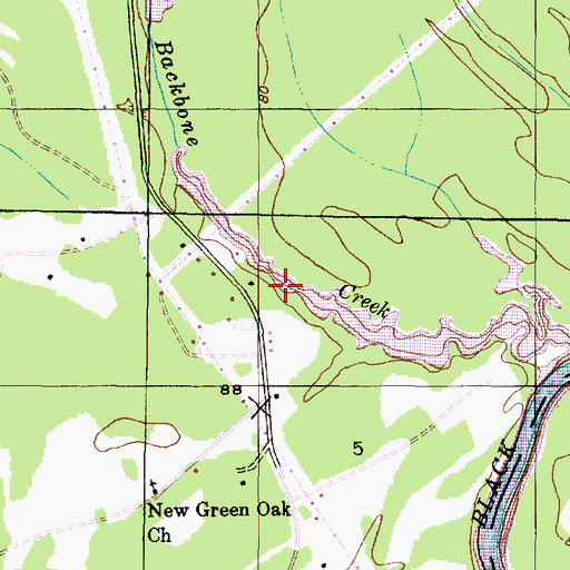 Topographic Map of Backbone Park, AL