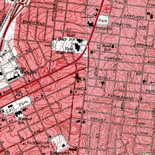 Topographic Map of Fatherland Baptist Church, TN