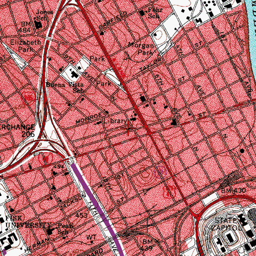 Topographic Map of Fifteenth Avenue Baptist Church, TN