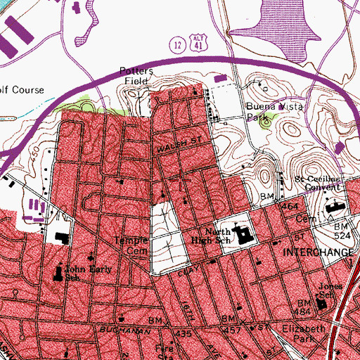 Topographic Map of First Apostolic Tabernacle Church, TN