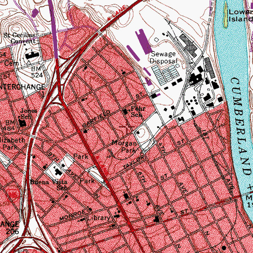 Topographic Map of Fifth Avenue Primitive Baptist Church, TN