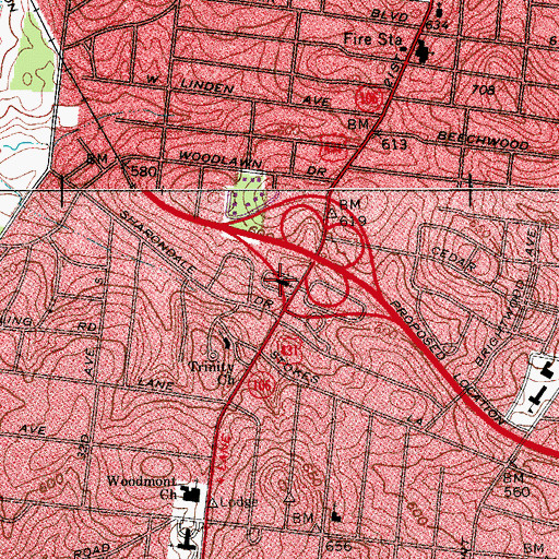 Topographic Map of First Church of Christ Science, TN