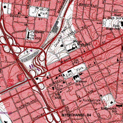 Topographic Map of First Baptist Church of East Nashville, TN