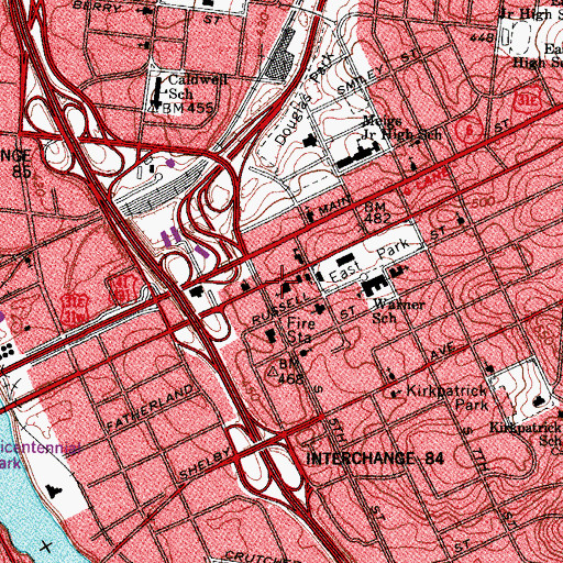 Topographic Map of First Church of the Nazarene, TN