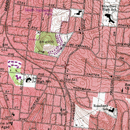 Topographic Map of First Baptist Church of South Inglewood, TN