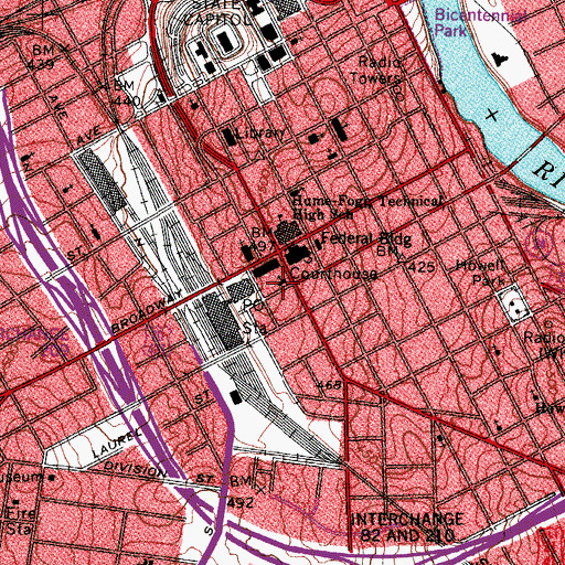 Topographic Map of First Lutheran Church, TN