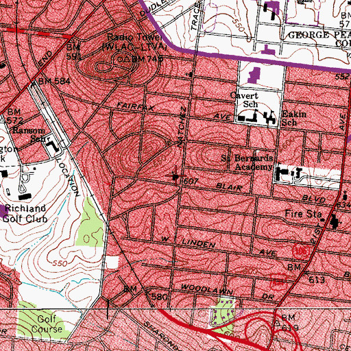Topographic Map of First Seventh Day Aventist Church, TN