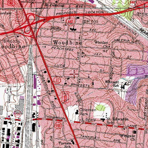Topographic Map of Flat Rock School (historical), TN