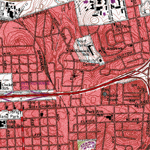 Topographic Map of Fortieth Avenue Church of Christ, TN