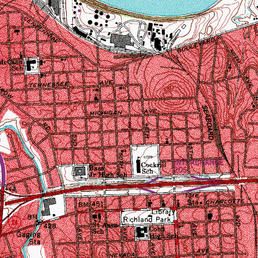 Topographic Map of Fortyninth Avenue Church of Christ, TN