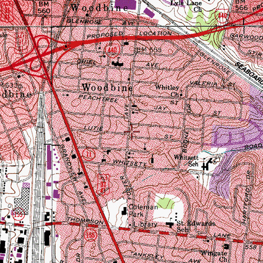 Topographic Map of Foster Avenue Church of Christ, TN