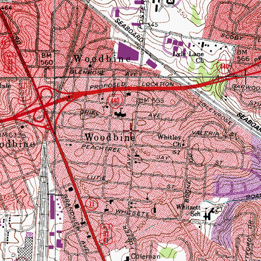 Topographic Map of Foster Avenue Wesleyan Church, TN