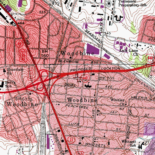 Topographic Map of Four Square Church, TN