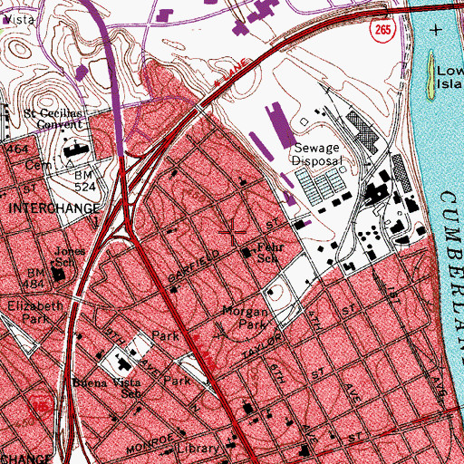 Topographic Map of Freeland Baptist Church, TN