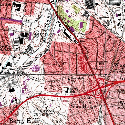 Topographic Map of Gladstone Avenue Church of Church, TN