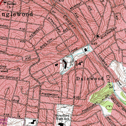 Topographic Map of Goodlettesville Middle School, TN