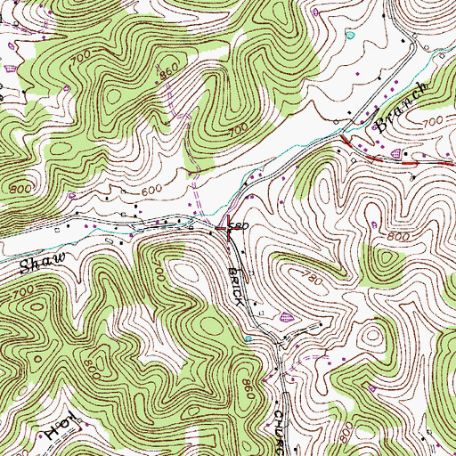 Topographic Map of Gordons Store (historical), TN