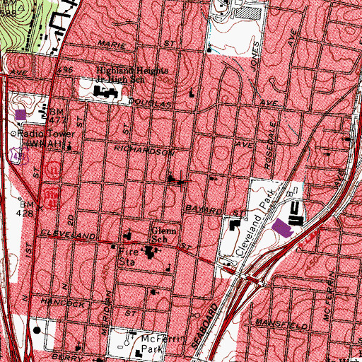 Topographic Map of Grace Apostolic Church, TN