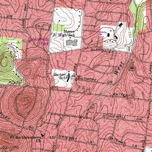 Topographic Map of Grace Presbyterian Church, TN
