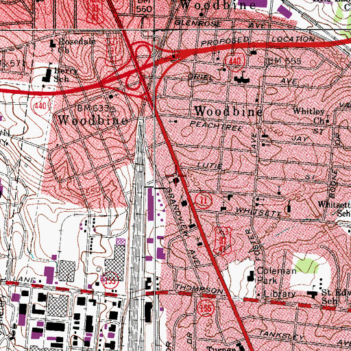 Topographic Map of Grandview Heights Church of Christ, TN
