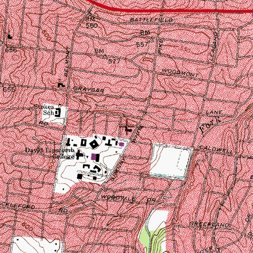 Topographic Map of Granny White Church of Christ, TN