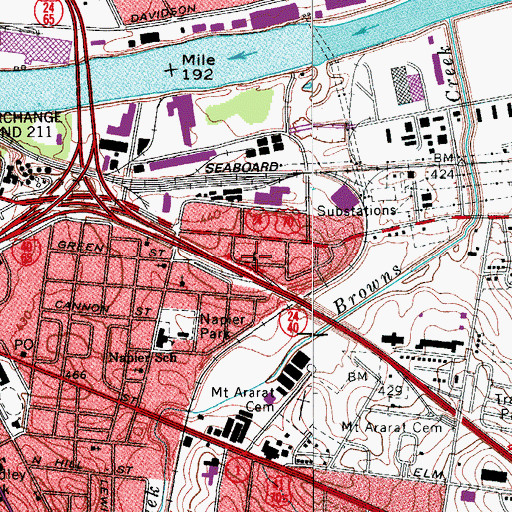 Topographic Map of Green Street Church of Christ, TN