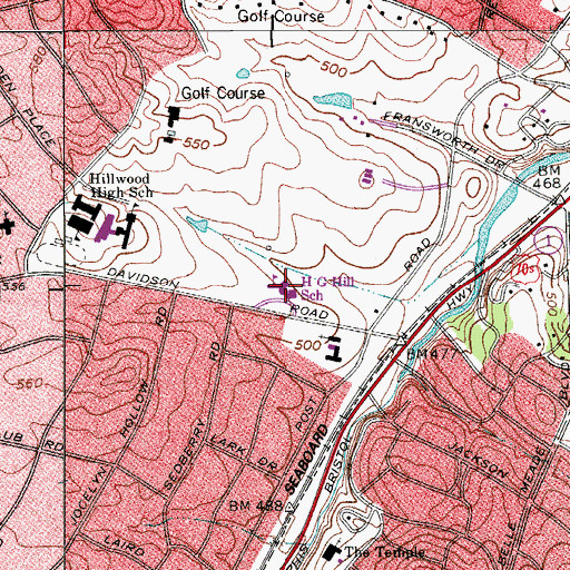 Topographic Map of H G Hill School, TN