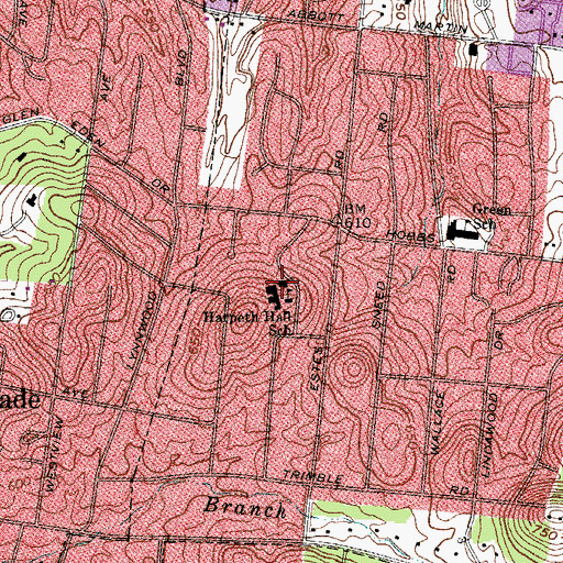 Topographic Map of Harpeth Hall Upper School, TN