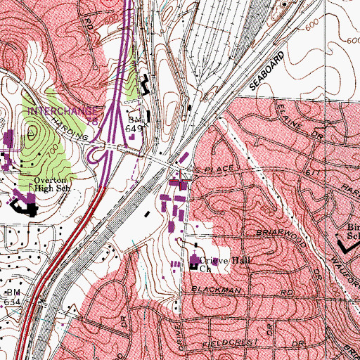 Topographic Map of Harpeth Village Shopping Center, TN