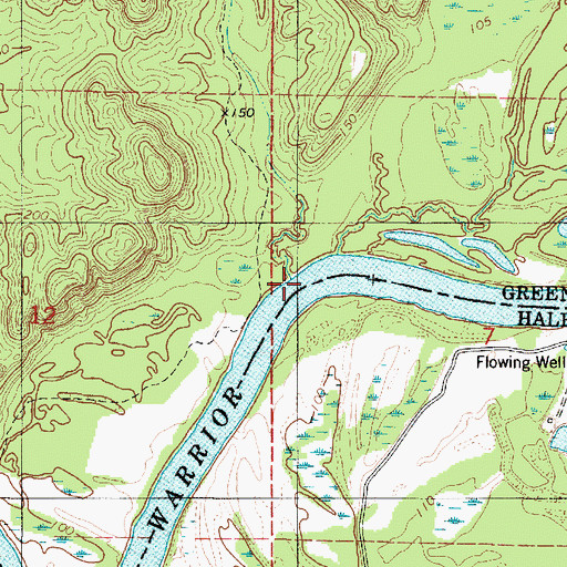 Topographic Map of Battlegin Bar, AL