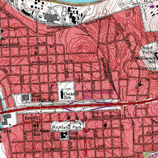 Topographic Map of Highland Primitive Baptist Church, TN