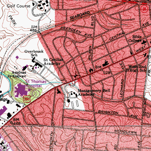 Topographic Map of Holy Trinity Lutheran Church, TN