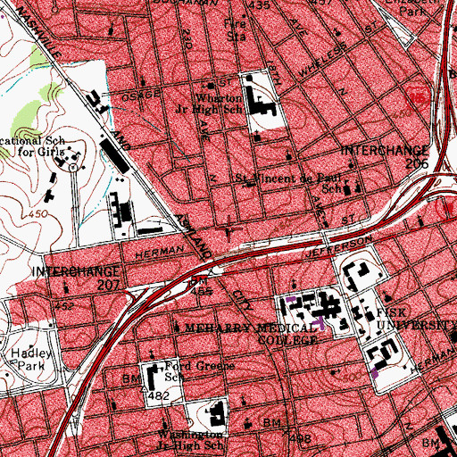 Topographic Map of House of God Church, TN
