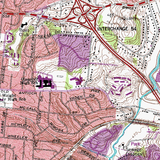 Topographic Map of Glencliff Elementary School, TN