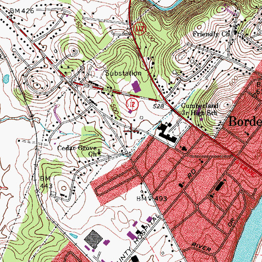 Topographic Map of Hydes Ferry Road Church of Christ, TN