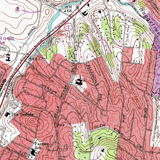 Topographic Map of Immanuel Baptist Church, TN