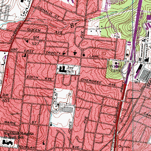 Topographic Map of Ivy Memorial Baptist Church, TN