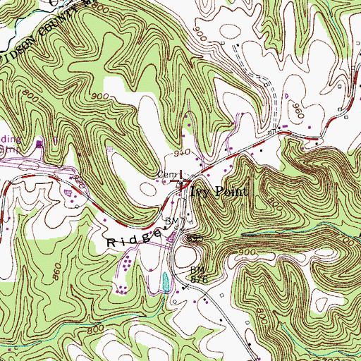 Topographic Map of Ivy Point Church of Christ, TN